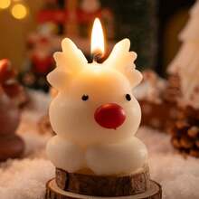 1pc Christmas Reindeer & Snowman Scented Candle, Creative Gift, Christmas Party Decor