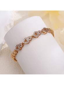 1 buc. Brățară elegantă în formă de inimă cu zirconiu cubic pentru femei, bijuterii la modă și versatile, fără cutie