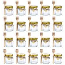 1.5 Oz Hexagon Honey Pot Mini Glass Jars - 20/24/25/30/40/48/50/60 Pcs Honey Jars With Wooden Dipper, Gold Lid, Bee Charm, Burlap - Perfect For Wedding Favors, Party Gifts, Baby Shower