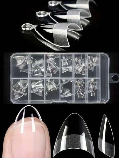 240 piezas de uñas postizas con forma de almendra, mitad mate y mitad brillante, puntas de uñas acrílicas con exhibición de varios ángulos, borde delgado talla grande grande para un ajuste natural y frente talla grande grueso talla grande grande para mayor durabilidad, suministros para uñas