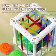 1 套婴儿形状分类玩具、蒙特梭利教育玩具、彩色感官立方体玩具，配有松紧带，可促进精细运动技能（部分配件颜色随机）