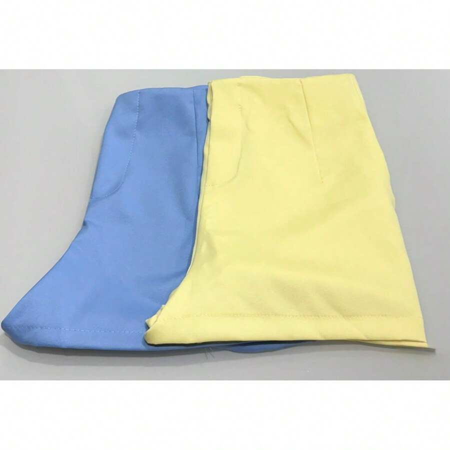 New Fashion 2025 Tailored Social Shorts Kit - BABY BLUE YELLOW - View 1