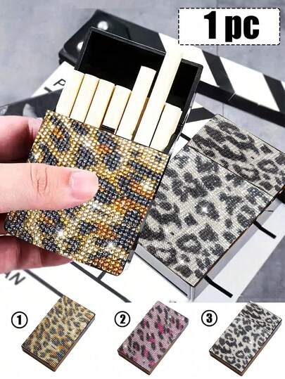 豹纹钻石便携式香烟盒，多功能收纳盒，三种颜色可选，时尚外观，Y2K风格，潮流达人必备，防压防水，小巧轻便，适合旅行携带，有效防潮，是圣诞节、生日和新年送给父亲和伴侣的理想礼物。