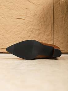 Women's European And American Style Soft Leather High Shaft Boots, Retro Brown Chunky Heel Side Zipper Knee-High Boots