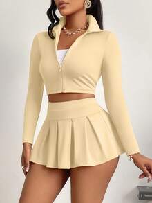 AIJ Bộ đồ thể thao nữ Amarilo gợi cảm gồm 2 mảnh, áo ôm sát quyến rũ và quần short/váy an toàn dễ thương, phù hợp cho thể thao, mặc hàng ngày và chơi tennis. - mai nhẹ - Xem 5