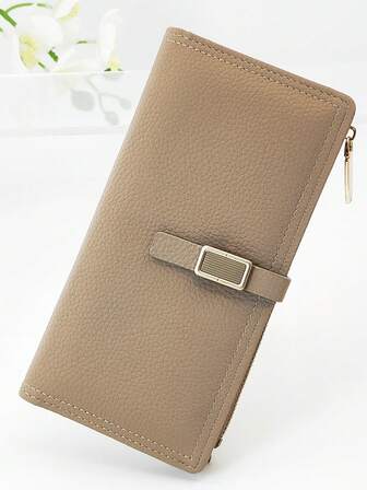 MINGYOU Long portefeuille de mode jeune femme boucle doux mignon, porte-monnaie zippé exquis, portefeuille multifonction étudiant, pince à carte, cadeau étudiant