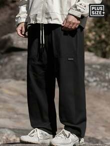 男士加大码工装裤 秋冬时尚户外休闲工装裤 大口袋直筒裤 运动裤 黑色 春季运动裤 - 黑色 - 查看 1
