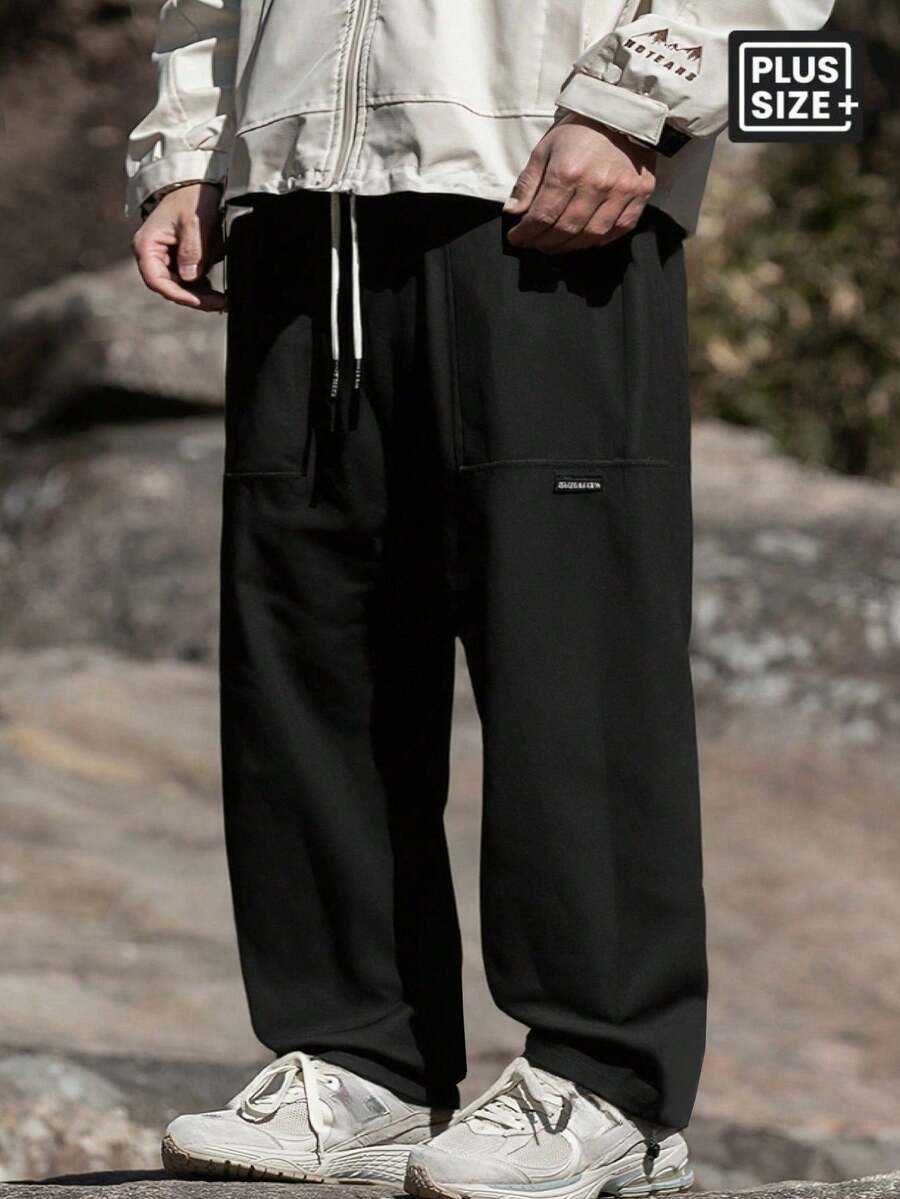男士加大码工装裤 秋冬时尚户外休闲工装裤 大口袋直筒裤 运动裤 黑色 春季运动裤 - 黑色 - 查看 1