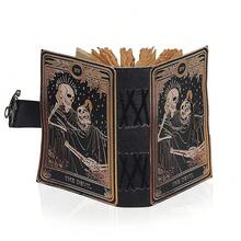 VC Book Of Spells Leather Journal Deckle Edge Paper Grimoire Printed Journal The Devil Tarot Notebook Spiral Gothic Notebook Skull Lover Antique Vintage Leather Journals For Men And Women - màu đen - Xem 6