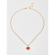 One Autumn And Winter Thanksgiving Themed Maple Leaf Pendant Necklace And Cubic Zirconia - trái cam - Xem 3