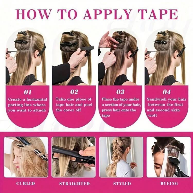 Straight Tape In Hair Extensions Skin Weft Tape In Hair Extensions 20Pcs/Pack Adhesive Invisible Real Human Hair Women Natural Black - S4/27 - View 7