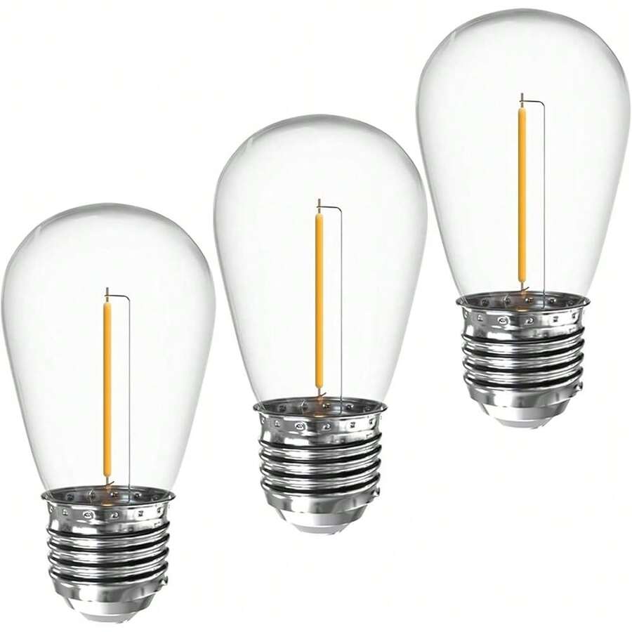 S14 LED Replacement Bulbs ONLY Compatiable 48-96 FT Solar String Lights, DC 3V Low Voltage 2700K Warm White Weatherproof E26 Screw Base Non-Dimmable-496052 - 彩色 - 查看 1