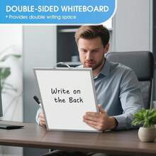 MaxGear Small White Board Dry Erase Board For Wall, Golden Aluminum Alloy Frame 16"X12" Hanging Whiteboard, Portable Double-Sided Magnetic Whiteboard For Students, Planning, Drawing, Memo - ColorD - 查看 8