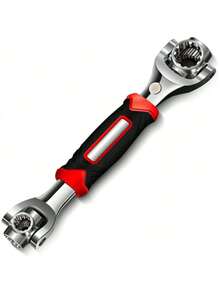 HALMAN Llave de tubo universal 52 en 1, mango antideslizante de 8-19 mm y diseño de hueso giratorio, juego de llaves de tubo multifuncionales mejoradas, herramienta de llave de doble extremo ajustable universal con imán, herramienta de llave multifuncional, cabezal giratorio de 360 ​​grados, llave universal con cabezal magnético, tornillos adsorbibles, llave métrica, llave imperial, herramientas de acero inoxidable para el hogar o el automóvil, herramientas de reparación, artículos para el hogar, accesorios de garaje, herramientas de llave para el hogar, bicicletas, reparación de automóviles - Rojo - Ver 4