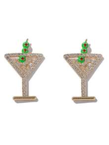 1 Pair Handmade Champagne Glass Earrings, Elegant Creative Earrings For Women, Suitable For Parties And Festivals, Perfect Gift