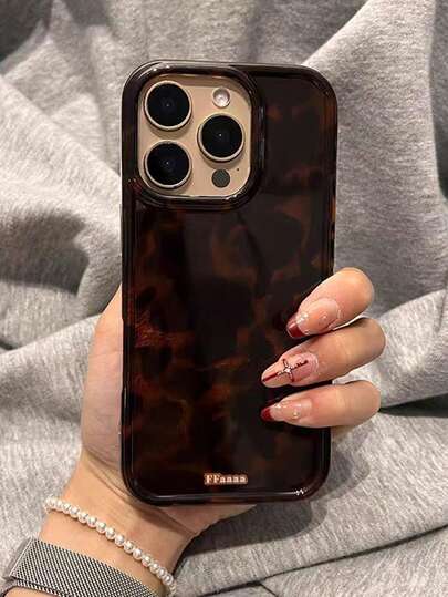 Vintage Black Brown Tortoiseshell Foil Texture Phone Case Compatible With IPhone 17/16 Pro Max, Apple 15, 14 New, 12 Pro, 13 Pro Max, Soft Protective Cover For Women, Color May Vary Slightly Under Different Angles