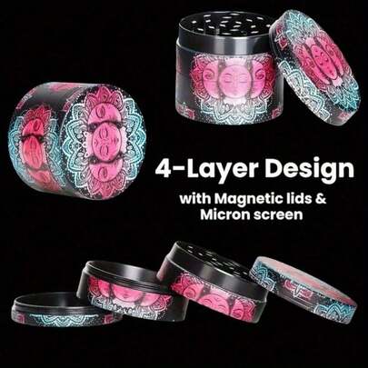 1.6/2 英寸平面香草研磨机香料研磨器研钵研杵盐粉碎机烟草花蕾香草 4 段便携式草研磨机锌合金香烟粉碎机烟具礼品