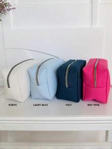 Personalized Waffle Travel Makeup Bags - Alphabet Waffle Makeup Bags, Name Initials Makeup Bags, Embroidered Toiletry Bags, Custom Name Makeup Bags, Bridesmaid Gifts, Bridal Gifts, Anniversary Gifts, Birthday Gifts, Holiday/Vacation Gifts, Outdoor/Outing/Travel/Hiking/Sports/Sports/Climbing Gifts, Business/Commuting/Work/Office Gifts, Customized Women's Bags - Multicolor - View 3