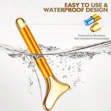 Amirce 2-In-1 Gua Sha And Ice Roller Facial Tools, Electric Face Massager Device For Eye, Jaw, Scalp, Neck, Gold