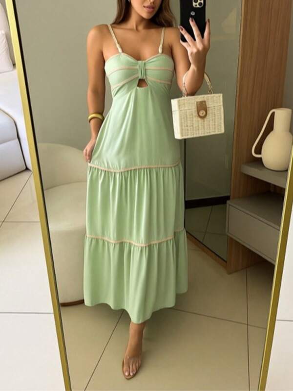 VESTIDO SERENA LONGO COM BOLINHAS NAS ALÇAS VESTE DO 36 AO 40