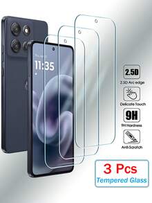 3 片钢化玻璃兼容摩托罗拉 Moto Edge 50 30 Neo 20 G100 Pro G G86 G35 G34 G56 G55 G54 G84 G75 G24 G15 G53 G04 G82 G05 G22 G14 G73 G72 G60 Power E15 E14 E13 E32 G Stylus Power Play 2025 2024 2023 2022 屏幕保护膜全覆盖胶水屏幕玻璃屏幕保护必需品，适用于日常防护、办公室、家庭手机屏幕保护膜手机配件防水防震防摔防刮 - 無色 - 查看 2