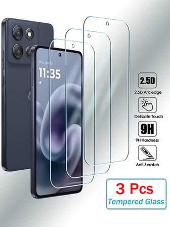 3Pcs Tempered Glass Compatible With Motorola Moto Edge 50 30 Neo 20 G100 Pro G G86 G35 G34 G56 G55 G54 G84 G75 G24 G15 G53 G04 G82 G05 G22 G14 G73 G72 G60 Power E15 E14 E13 E32 G Stylus Power Play 2025 2024 2023 2022 Screen Protector Full Cover Glue Screen Glass Screen Protection Essentials, Applicable To Daily Shield, Office, Home Phone Screen Protector Phone Accessories Waterproof Shockproof Anti-Fall Scratch Resistant