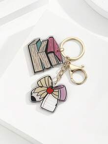 1pc Handmade DIY Acrylic Bow, Book, Pencil Keychain Pendant, Book Bow Pencil English Letter Keychain, English Slogan Rainbow Graduation Season, Back To School Season, Teacher's Day Keychain, Graduation Season Classmate Reunion For Teachers Christmas Gift Ideas Bag Lanyards With Id Holder Car Accessories Bag Charms