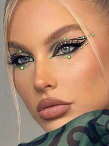 1pc Light Green Rhinestone Sticker For Facial And Eye Makeup Decoration, Suitable For Party And Festival - Green - View 4