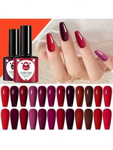 凝膠指甲油入門套件12色黑白粉綠珠光指甲油浸泡式無擦光指甲凝膠套裝,適用於所有季節的女性禮物 - 彩色 - 查看 7