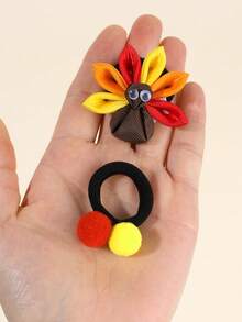 4 件感恩节装饰彩色织物发带、火鸡和发球头带，适合女孩青少年的可爱发饰节日礼物