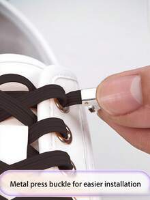 QKC 6mm Wide No Tie Shoelaces With Button Closure, Elastic Quick Lock Laces, One-Key Tightening, Lightweight And Easy To Install, Suitable For Sneakers, Boots, For Men And Women, Athletic Shoes, Casual Shoes, Smooth Texture, Structure, Busy Professionals, Slip-On Shoes, Fashionable Design, High-Quality Materials, Active Lifestyle