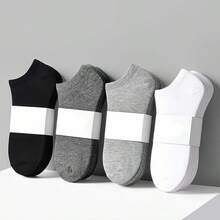 5 Pairs Of Black, White, And Gray Short Socks Suitable For All Seasons,For Both Men And Women, Suitable For Daily Casual Wear - trắng - Xem 2