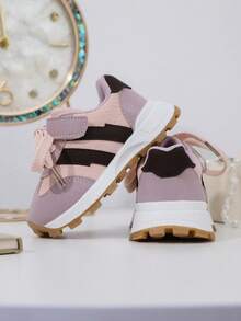 1 双男女通用 PU 绑带和钩环设计经典复古运动鞋，适合所有季节 - 粉色 - 查看 3