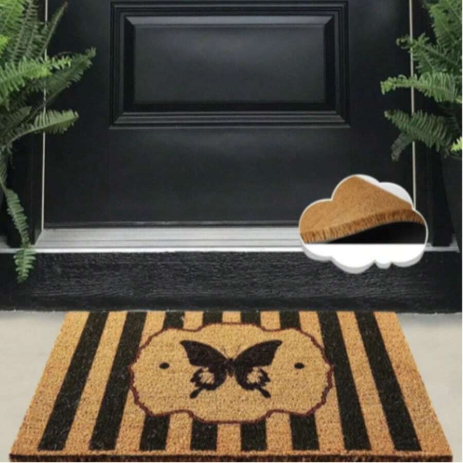 40x60 厘米天然椰棕门垫，采用耐用的 100% PVC 背衬 - 防滑、防尘刷表面 - 18-22 毫米厚耐用垫子，适合室内和室外使用，土耳其制造 - 彩色 - 查看 1