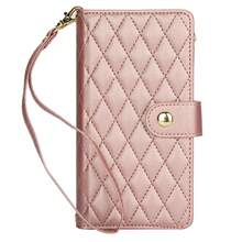 PU 仿皮翻盖手机壳适用于 17 Air 16E 16 15 14 13 12 Mini 11 Pro X XS Max XR 8 7 Plus SE 5G 2022 2020，拉链手机袋 - 玫瑰金 - 查看 90