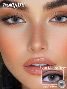 FRESH LADY Freshlady 镜片，适合在校学生，处方极光灰色彩色隐形眼镜，1 年一次性，万圣节服装角色扮演 - 淺灰色 - 查看 2