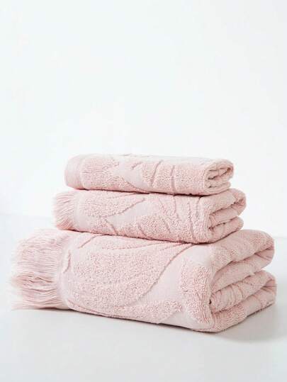 1pc Lightweight Bath Towel, Pink With Jacquard Leaf Pattern, Rectangular 70*140cm For Adults Swimming Bathing Wrap, Or 34*74cm Hand Towel, 34*34cm Handkerchief, Quick-Dry Absorbent Soft For Bathroom, Kitchen, Travel, Holiday Gift, Gym, Beach, Hotel, Salon, Outdoor Shower Towels For Beauty Salon, Hotel Sports,Home Essentials, Towel, Skin Care Bath Towel Sheet