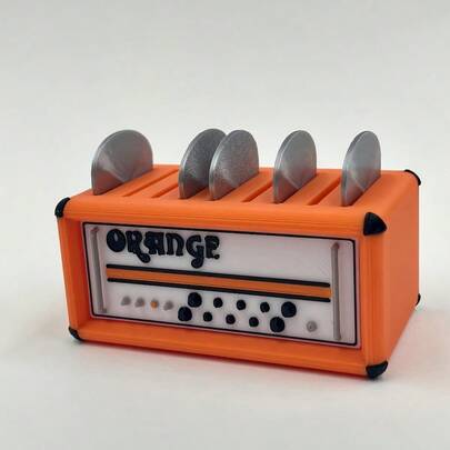 Orange Guitar Pick Holder Organizer - Durable Plastic, Space-Saving Design With 5 Compartments For 0, 059" & Thinner Picks, Compact & Stylish For Musicians, Musician Storage Solution, Sleek Instrument Case, Sturdy Construction