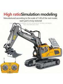 2.4Ghz 11 Channel Remote Control Excavator Toy - RC Construction Bulldozer Dump Truck Alloy Vehicles With Light And Sound - Birthday And Christmas Gifts(Some Parts Are Sent Random) - Multicolor - View 11