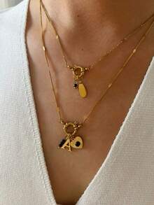 1 件别致奢华字母心形串珠 18k 防水时尚百搭项链女士 - 項鍊 - 查看 8