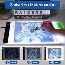 Para Dibujo de Diamantes, Dibujo, Bocetos, Animación, Copiado, Arquitectura, Soporte de Luz de Dibujo A4, Tablero de Dibujo LED con 3 Modos de Iluminación, Incluye Adaptador y USB para Pantalla de Luz de Dibujo - 1 - Ver 4