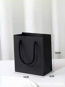 1个/6个/12个装简约礼品袋，新款礼品包装袋，礼品手提袋，适用于圣诞派对、婚礼、生日、庆典、聚会等场合。 - 黑色 - 查看 10