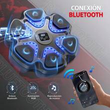 Máquina de Boxeo Musical Bluetooth con 6 Blancos, 9 Velocidades Ajustables, Luces LED, Incluye 4 Guantes - Ideal para Ejercicio en Casa/Gimnasio/Entrenamiento (Recargable, Fácil Instalación) - 1 - Ver 7