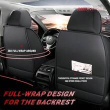 Universal Seat Covers Full Set, 5 Seats Seat Covers For Cars, Waterproof Pu Leather Car Seat Covers, Auto Protectors Fit For Most Sedans SUV Pick-Up Truck - 黑藍 - 查看 4