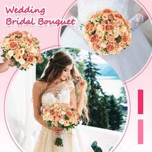 1束大型仿真牡丹丝花花束，婚礼装饰DIY花环材料，新娘捧花，腕花，胸花，头饰，婚车装饰，拱门装饰，家居，餐厅，卧室花瓶装饰，生日派对装饰，情人节和新年礼物 - 香檳色 - 查看 6