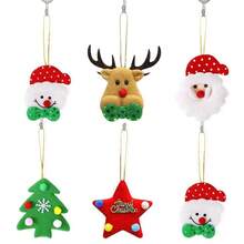 5 peças de enfeites pendurados de rena de Natal, boneco de neve, decoração de árvore de Natal, Papai Noel de pelúcia de desenho animado, estrela de cinco pontas, pequenas decorações penduradas - Multicolorido - Ver 5