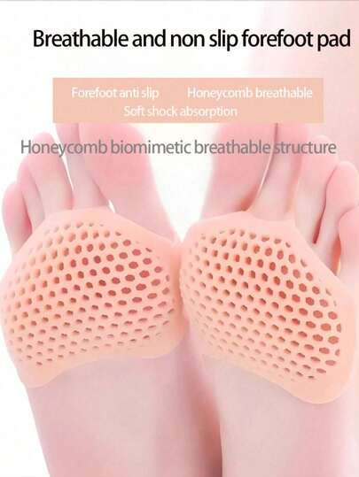2 miếng đệm silicon cho phần trước bàn chân, miếng đệm silicon thoáng khí cho xương bàn chân, lót giày unisex, vừa vặn thoải mái, ngăn ngừa chai sần, vết chai và phồng rộp.