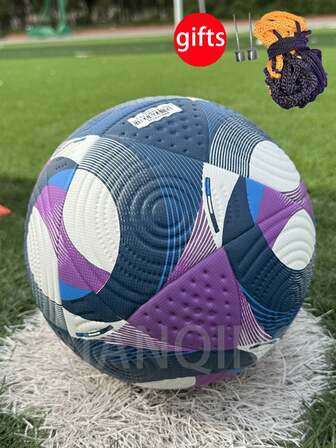 League New No.5 Soccer Balls, High-Quality PU Leather, Seamless Hot Bonding Technology, High Elasticity, Wear Resistance, Easy To Kick, Anti Slip, Explosion-Proof, Adult And Youth Professional Competition Training Football, Free Ball Needle Ball Net