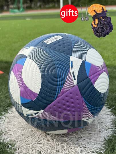 联赛新款5号足球，优质PU皮革，无缝热粘合技术，高弹性，耐磨，易踢，防滑，防爆，成人和青少年专业比赛训练足球，免费球针球网