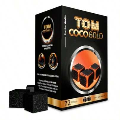 Tom Coco 72  Charcoal Cubes 25 Mm Coals Coconut Charcoal For Grilling And Relaxation 1